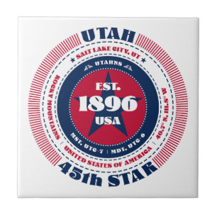 Red, White, and Blue Utah Ceramic Tile