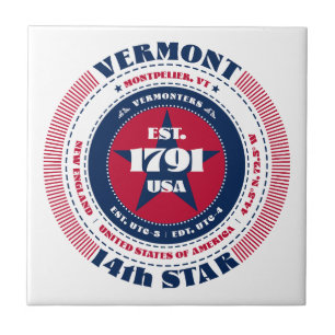 Red, White, and Blue Vermont Ceramic Tile