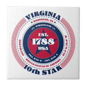 Red, White, and Blue Virginia Ceramic Tile