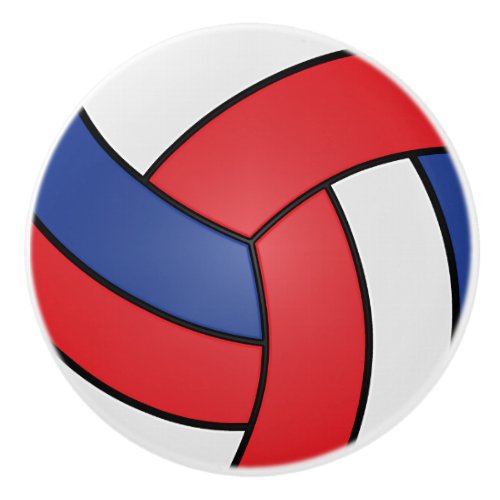 Red White and Blue Volleyball Ceramic Knob