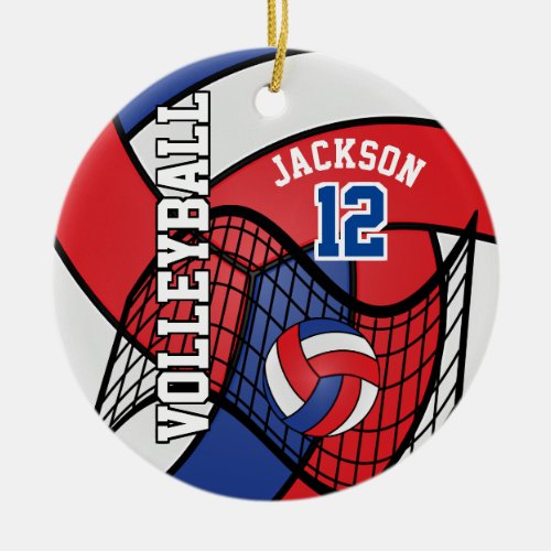 Red White and Blue Volleyball  Ceramic Ornament