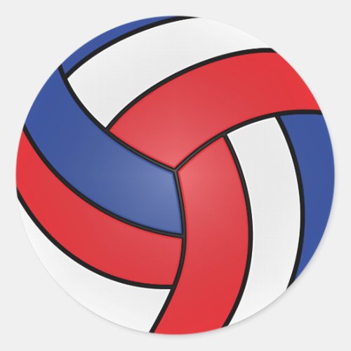 Red White and Blue Volleyball Classic Round Sticker