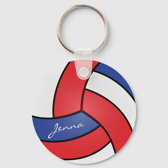 Red, White and Blue Volleyball Design Keychain (Front)