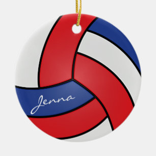 Red, White and Blue Volleyball DIY Name Ceramic Ornament