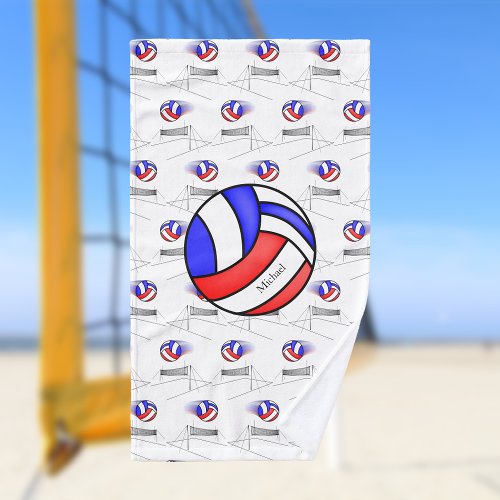 Red White and Blue Volleyball Hand Towel