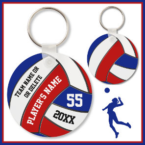 Red White and Blue Volleyball Keychains, Your Text Keychain