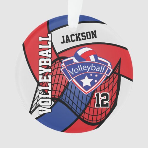 Red White and Blue Volleyball   Logo Ornament