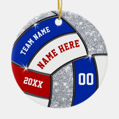Red White and Blue Volleyball Ornaments Custom Ceramic Ornament