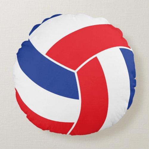 Red White And Blue  Volleyball Round Pillow