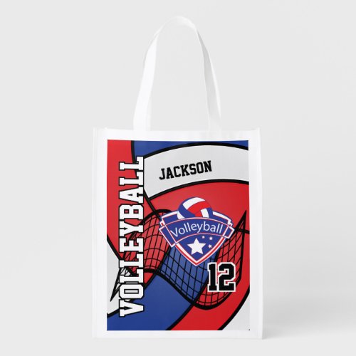 Red White and Blue Volleyball _ Sport Grocery Bag
