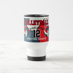 Red, White and Blue Volleyball Sport Travel Mug
