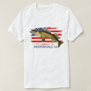 Red, White and Blue Walleye Pike  T-Shirt
