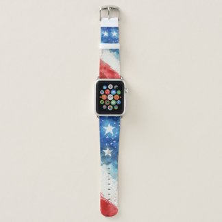 Red White and Blue Watercolor American Flag Apple Watch Band