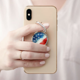Red White and Blue Watercolor American Flag Phone Ring Stand