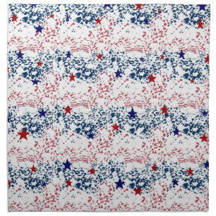 Red white and blue waves with stars cloth napkin