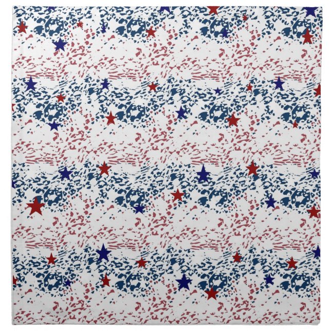 Red white and blue waves with stars cloth napkin (Front)