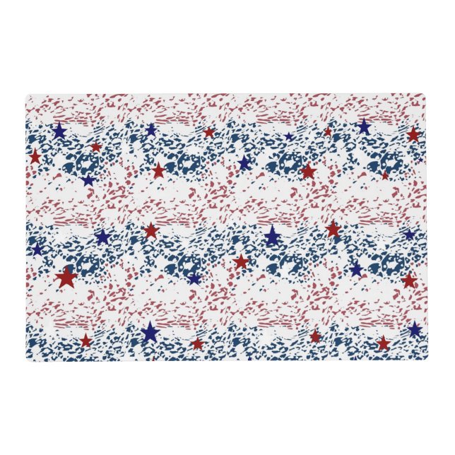 Red white and blue waves with stars placemat (Front)