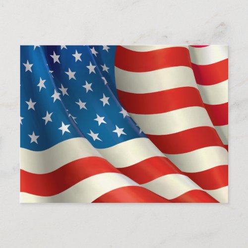 Red White and Blue Waving US Flag Postcard