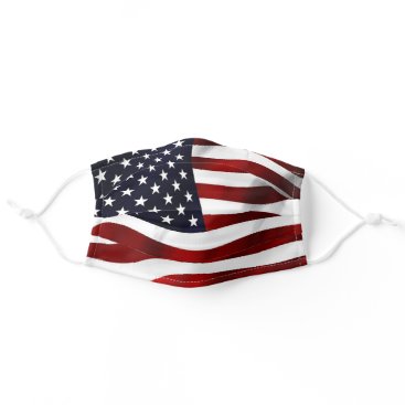 Red, White, and Blue Wavy Patriotic American Flag Adult Cloth Face Mask