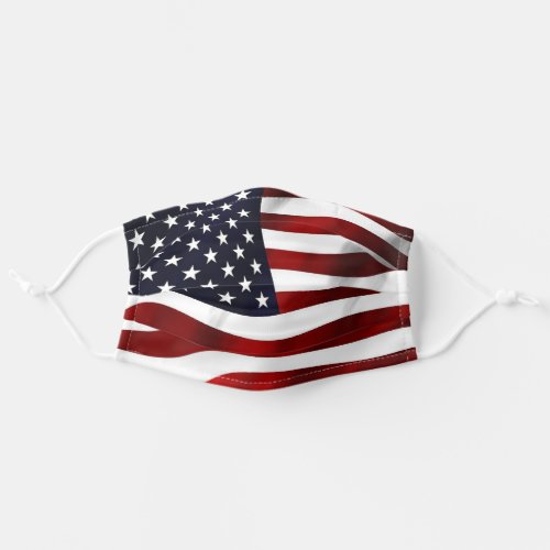 Red White and Blue Wavy Patriotic American Flag Adult Cloth Face Mask