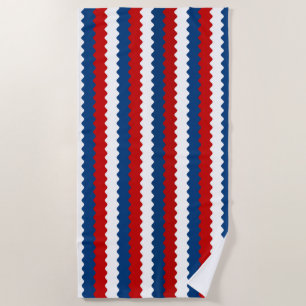 Red, White and Blue Wavy Stripe Beach Towel