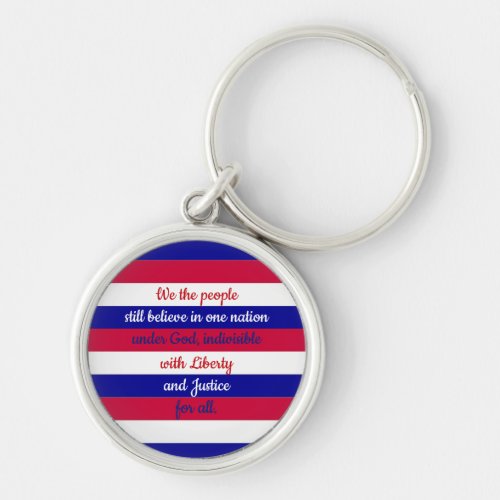 Red White and Blue We the People Patriotic Message Keychain
