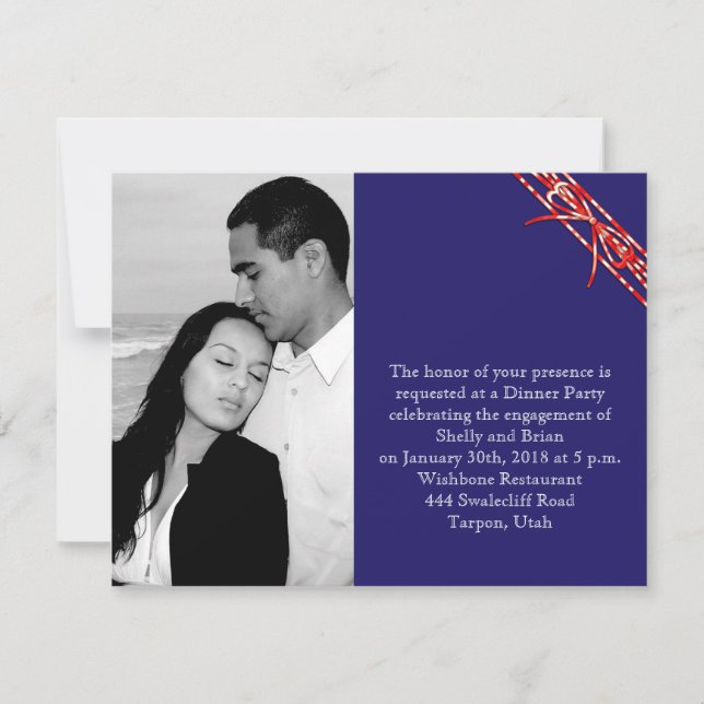Red White and Blue Wedding Engagement Invitation (Front)