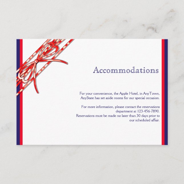 Red White and Blue Wedding Insert (Front)