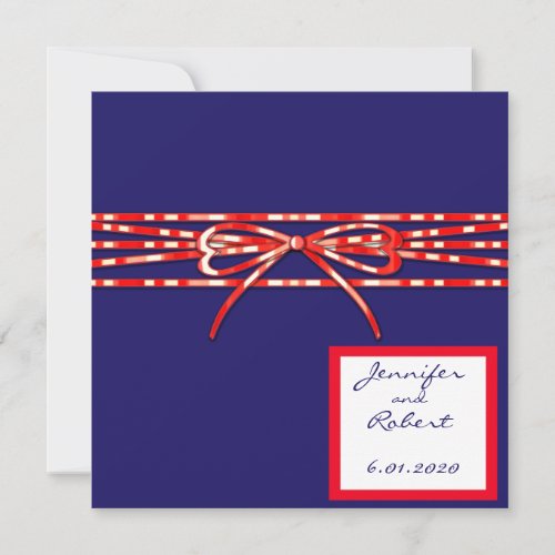 Red White and Blue Wedding Invitation