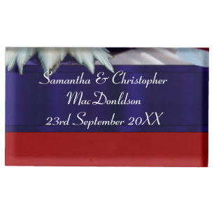 Red white and blue wedding table number holder