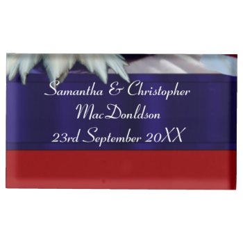 Red White And Blue Wedding Table Number Holder by personalized_wedding at Zazzle