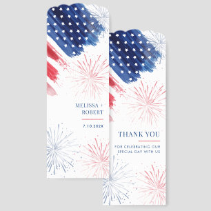 Red White and Blue Wedding Thank You Keepsake Bookmarks