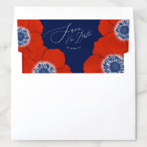 Red White and Blue Windflower Save the Date Envelope Liner