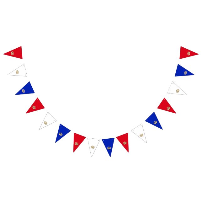 Red, White and Blue with Golden Crown  Bunting Flags (All)
