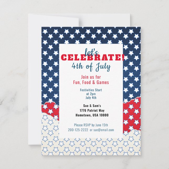 Red White and Blue with Stars 4th of July (Front)