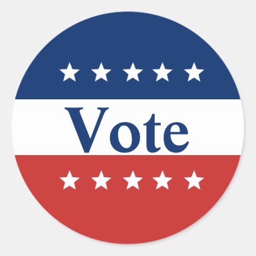 Red White and Blue with Stars Vote Classic Round Sticker