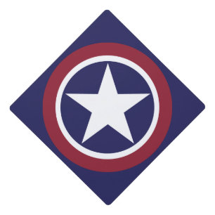 Red, White and Blue With White Star Graduation Cap Topper