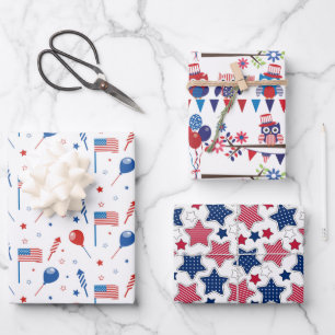 Red White And Blue Wrapping Paper Sheets