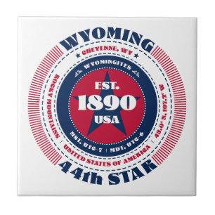 Red, White, and Blue Wyoming Ceramic Tile