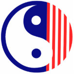 Red White and Blue Yin Yang Symbol Cutout<br><div class="desc">Yin and Yang are two opposites working together in harmony. This peaceful zen symbol is blue with red and white stripes. The Red White and Blue Yin Yang Ornament makes a unique martial arts or yoga gift for a birthday,  holiday or belt rank promotion test.</div>