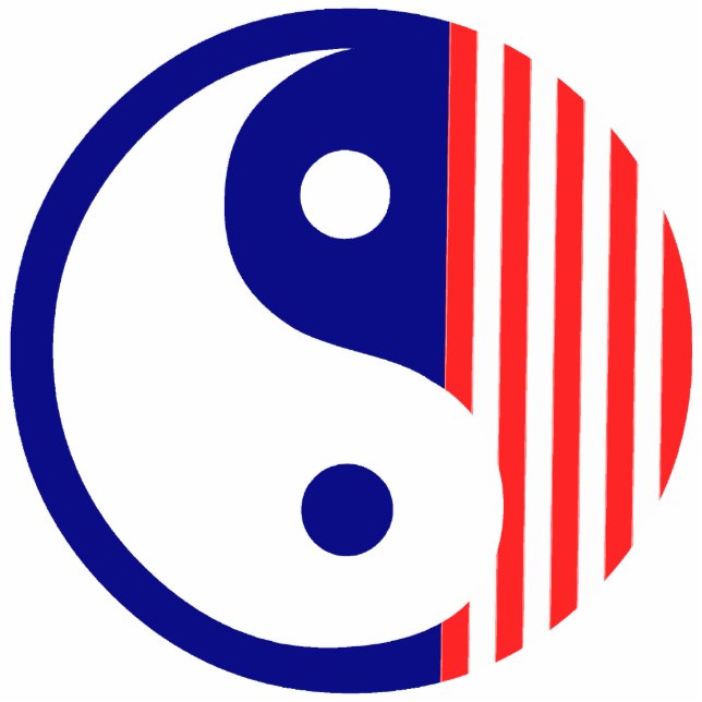 Red White and Blue Yin Yang Symbol Cutout (Front)