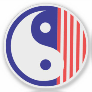 Red White and Blue Yin Yang Symbol Sticker