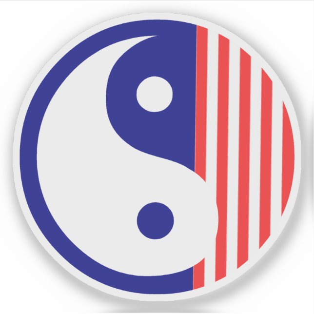 Red White and Blue Yin Yang Symbol Sticker (Front)