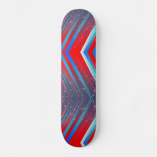 Red White and Blue Zig Zag Pattern Skateboard