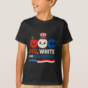 Red, White And Blueberries Patriot Cute Cartoon De T-Shirt