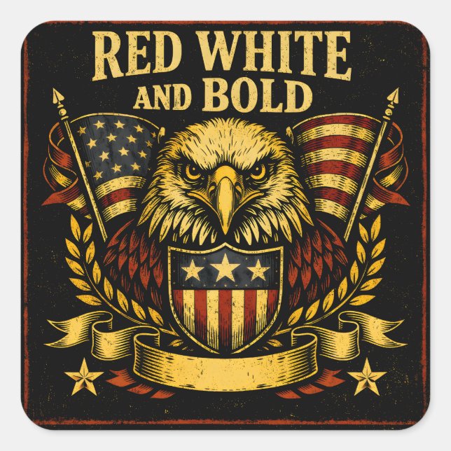Red White and Bold – American Colors Pride Square Sticker (Front)