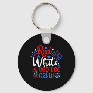 Red White And Boo Boo Crew Funny 4th Of July Nurse Keychain