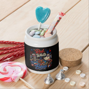 Red White And Boo Patriotic 4th Of July Candy Jar