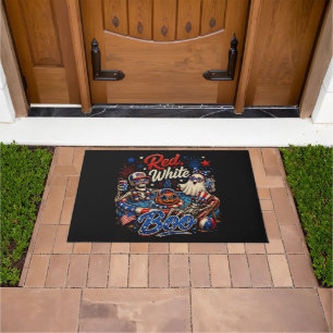 Red White And Boo Patriotic 4th Of July Doormat