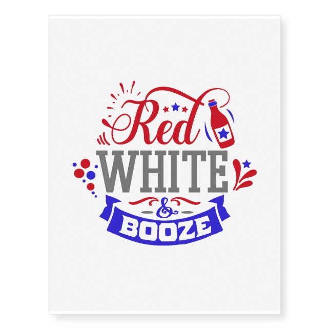 Red White and Booze Temporary Tattoos (Front)